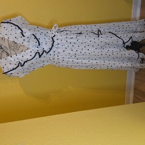 Danny & Nicole White and Black Sheer High Low Dress